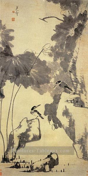 Lotus et oiseaux vieux Chine encre Peintures à l'huile